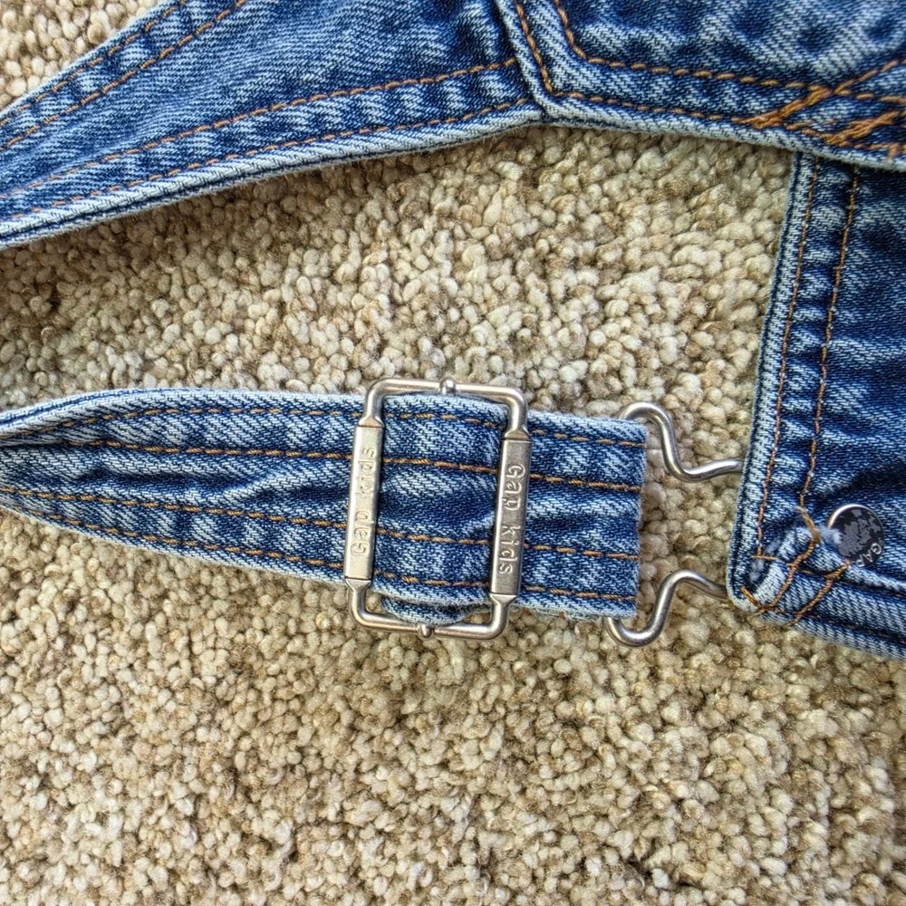 Gap Kids Overalls Girls Large Blue Distressed Wide Leg Denim Outdoor Y2K Kids